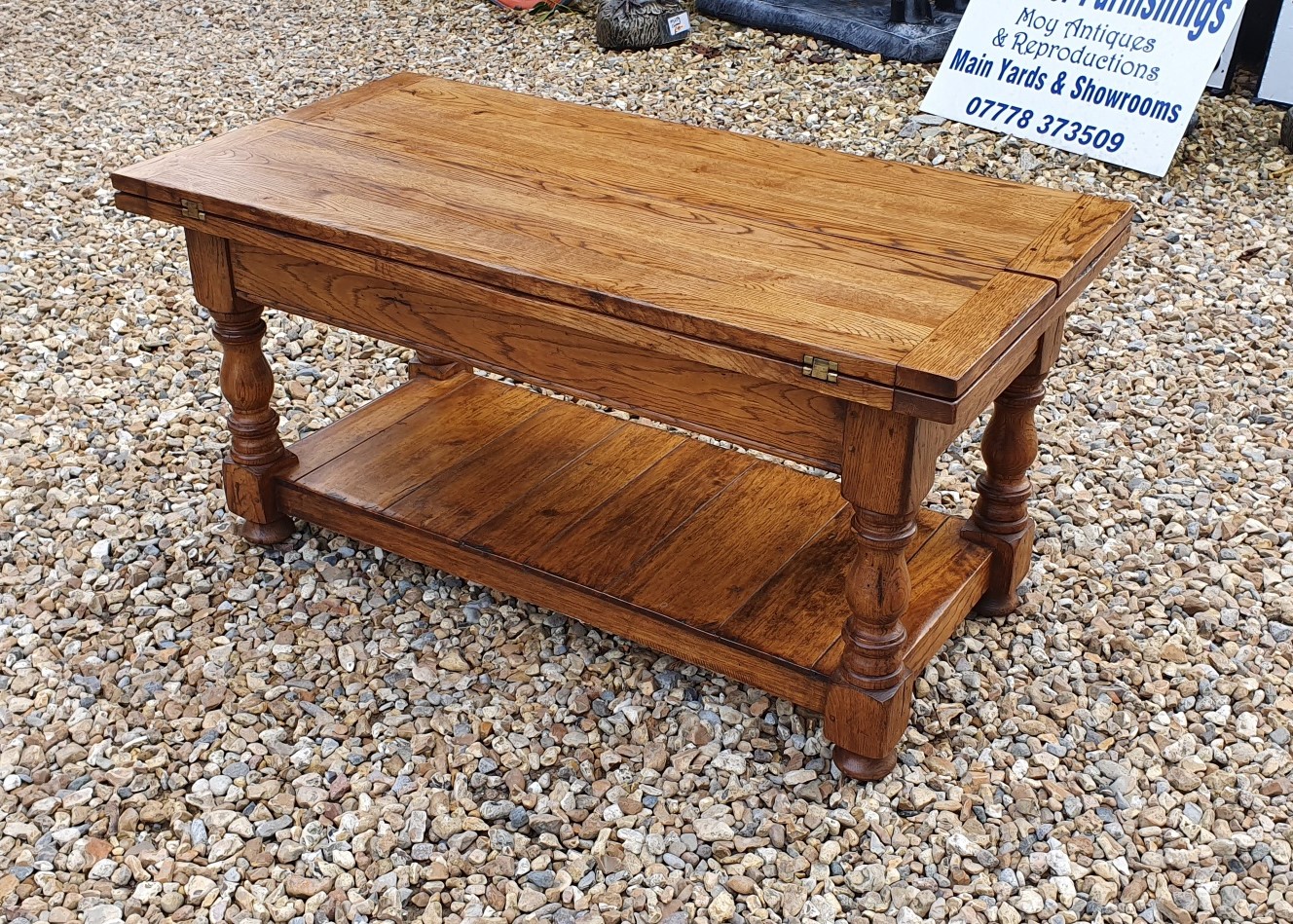 Oak Fold Out Coffee Table Moy Antiques